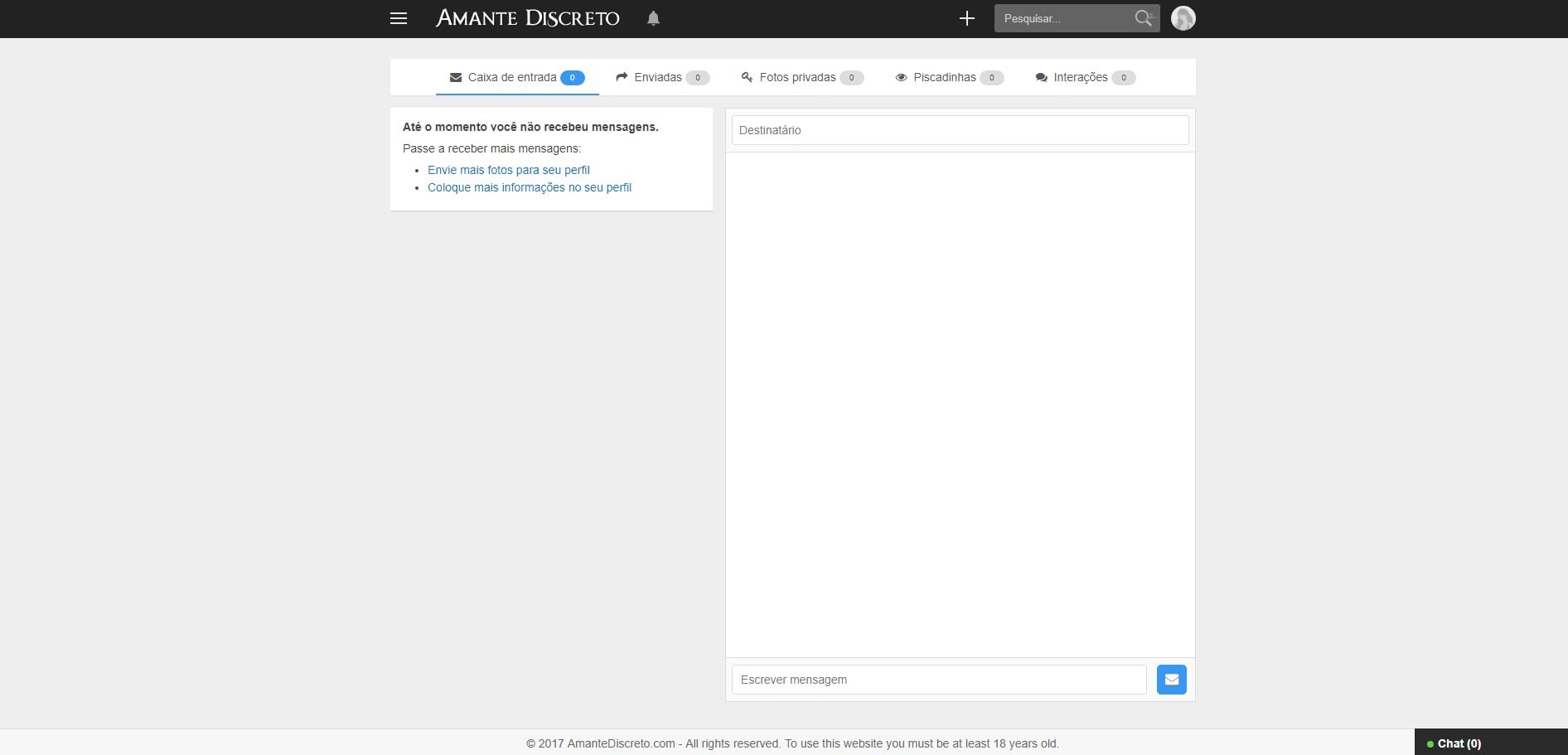 Amantediscreto: Caixa de mensagens